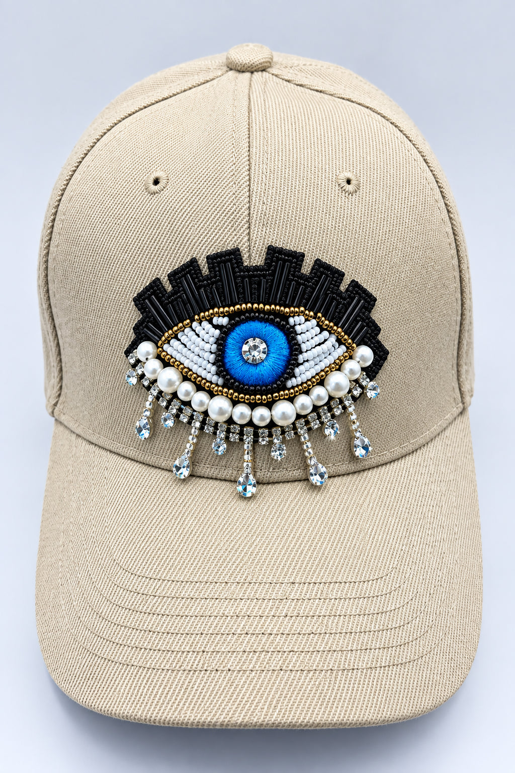 Embroidered Sequin and Crystal Turkish Eye Hat