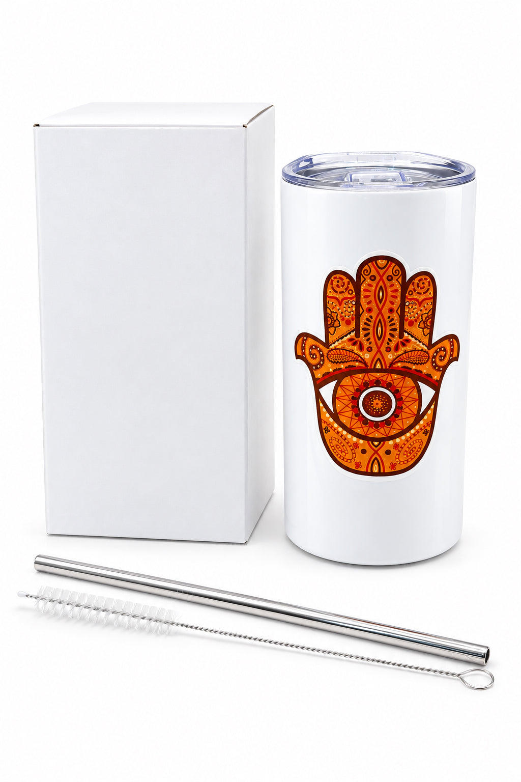 Orange Hamsa Hand Medium Tumble Thermal Cup - 12oz