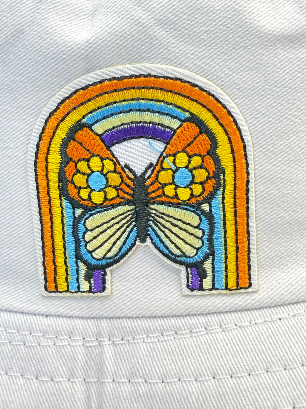 Embroidered Rainbow Butterfly Bucket Hat