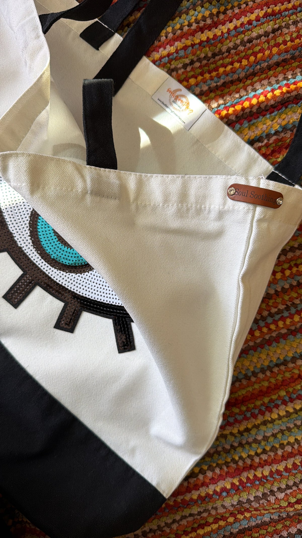 Embroidered Sequin Turkish Eye Tote Bag