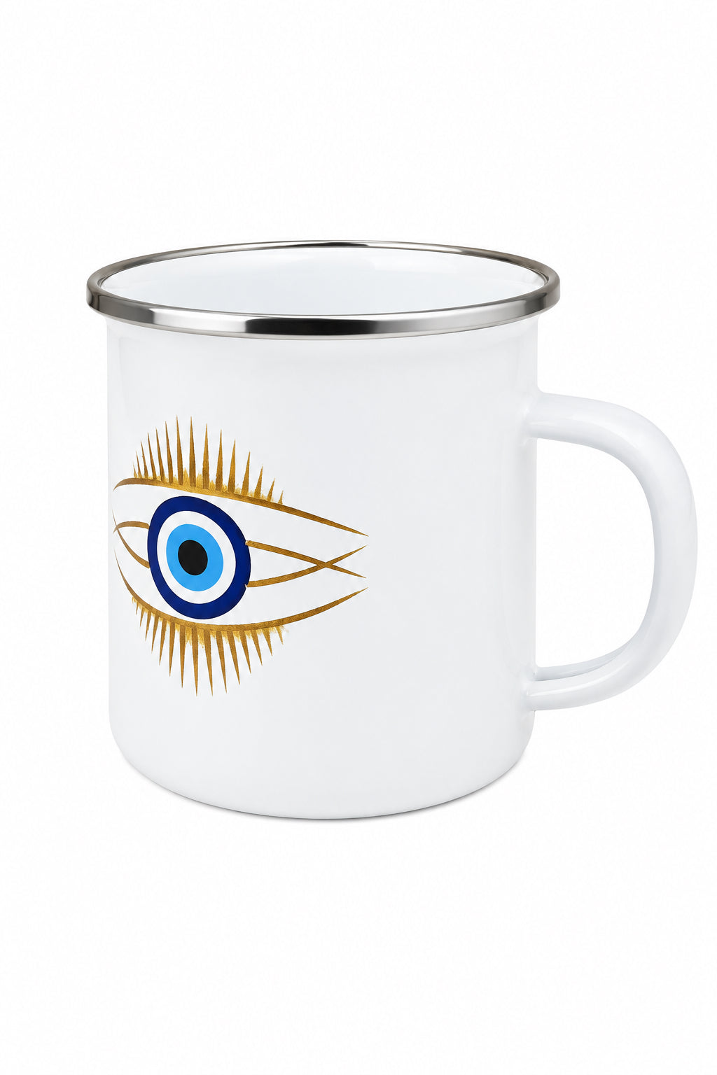 Double Lid Turkish Eye Enamel Mug - 12oz