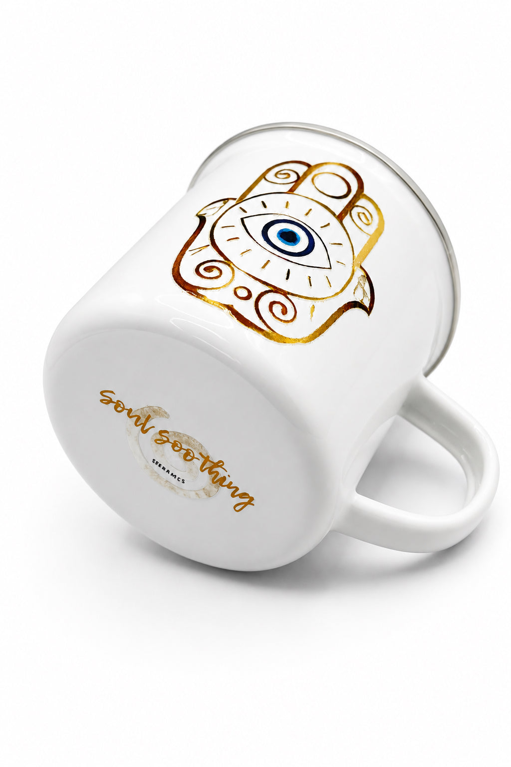 Golden Hamza Hand Enamel Mug - 12oz