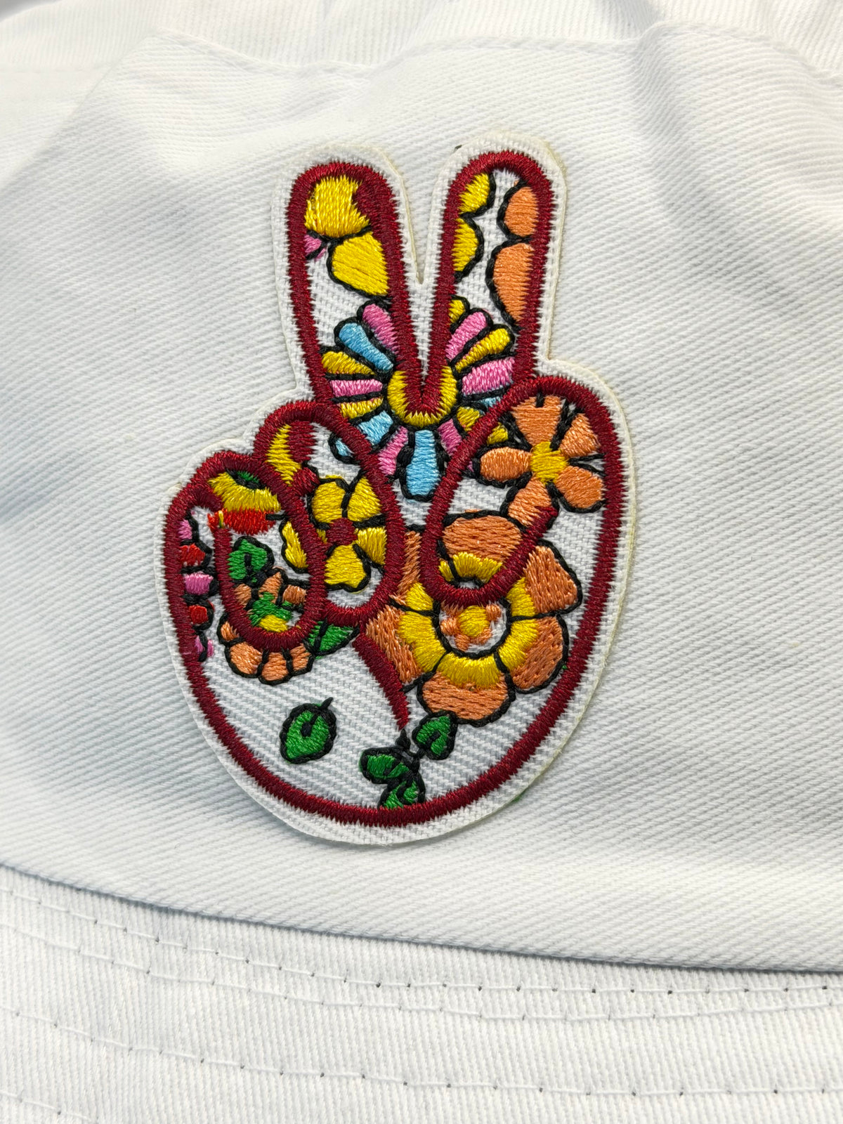 Embroidered Peace & Love Hand Bucket Hat