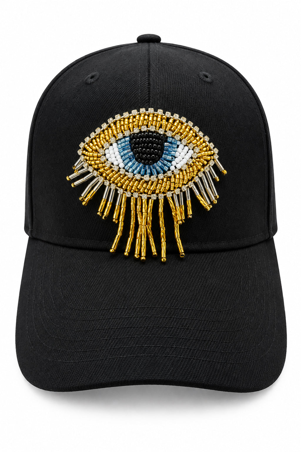 Glamorous Beads & Crystal Paved Evil Eye Hat