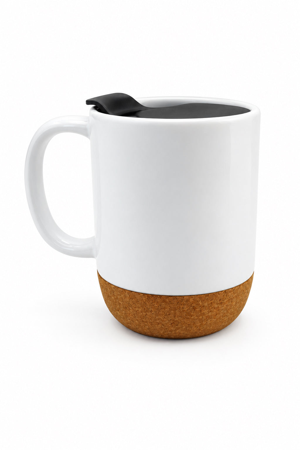 Turquoise Blue Eye Ceramic Mug w/ Cork Base & Plastic Lid