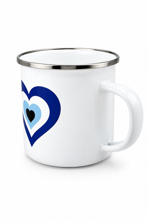 Blue Heart Enamel Mug - 12oz