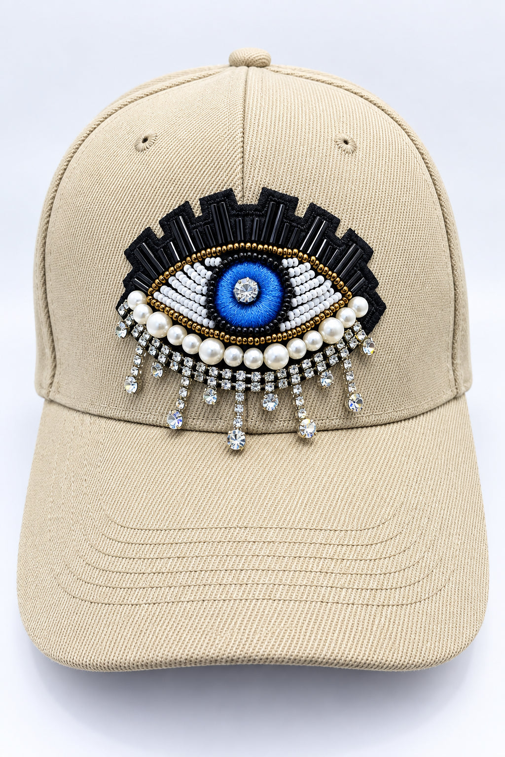 Embroidered Sequin and Crystal Turkish Eye Hat