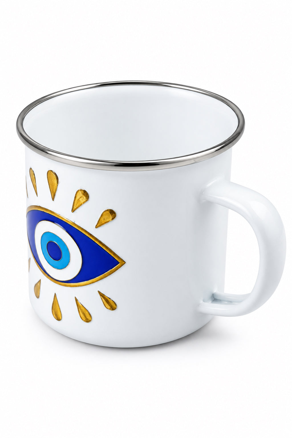 Bronze Blue Turkish Eye Enamel Mug - 12oz