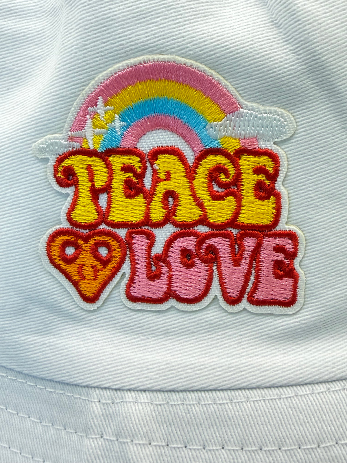 Embroidered Peace & Love Rainbow Bucket Hat