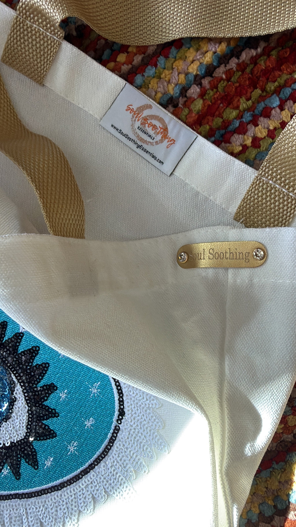 Embroidered Sequin Heart Tote Bag