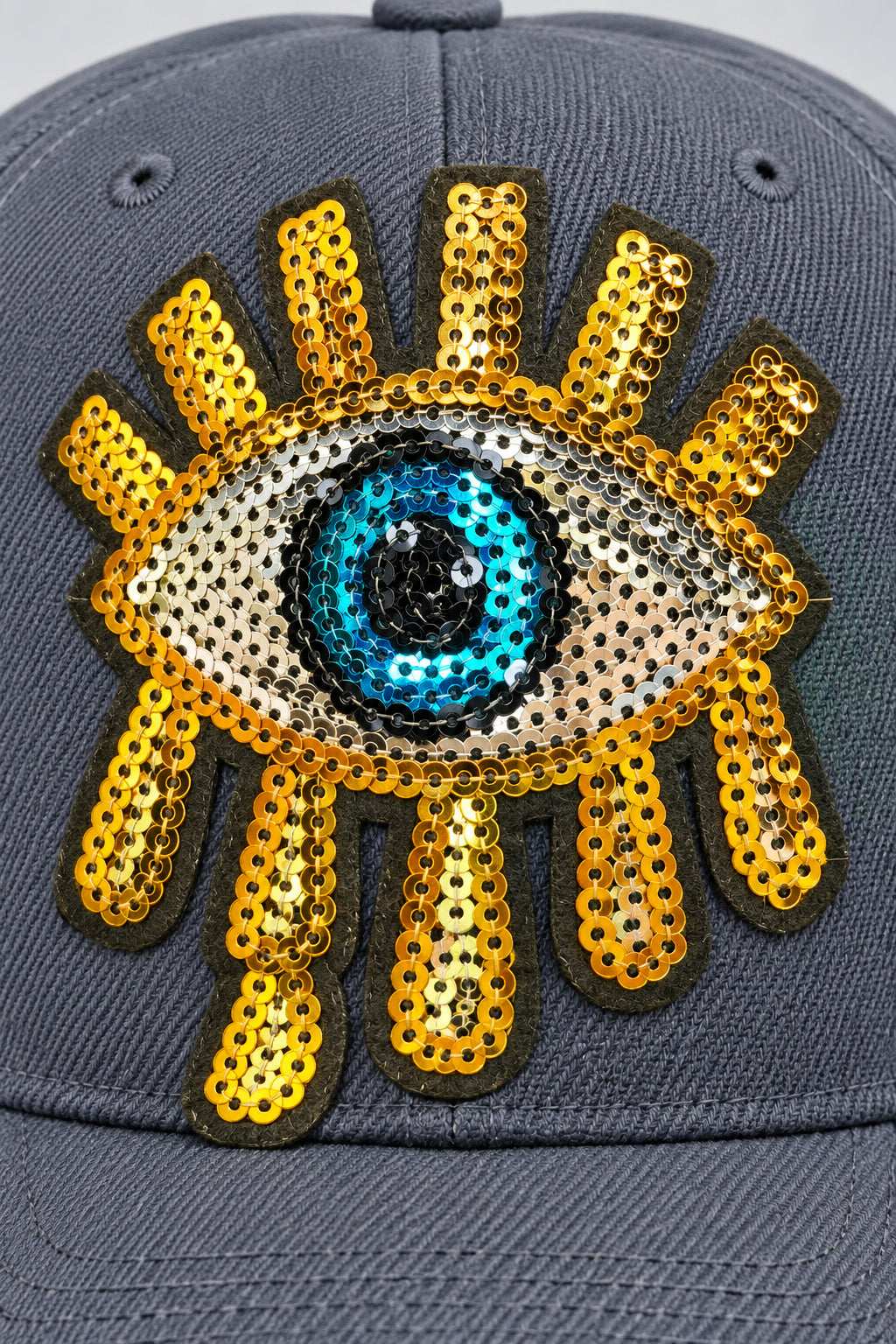 Golden Embroidered Sequin Melting Turkish Eye Cap