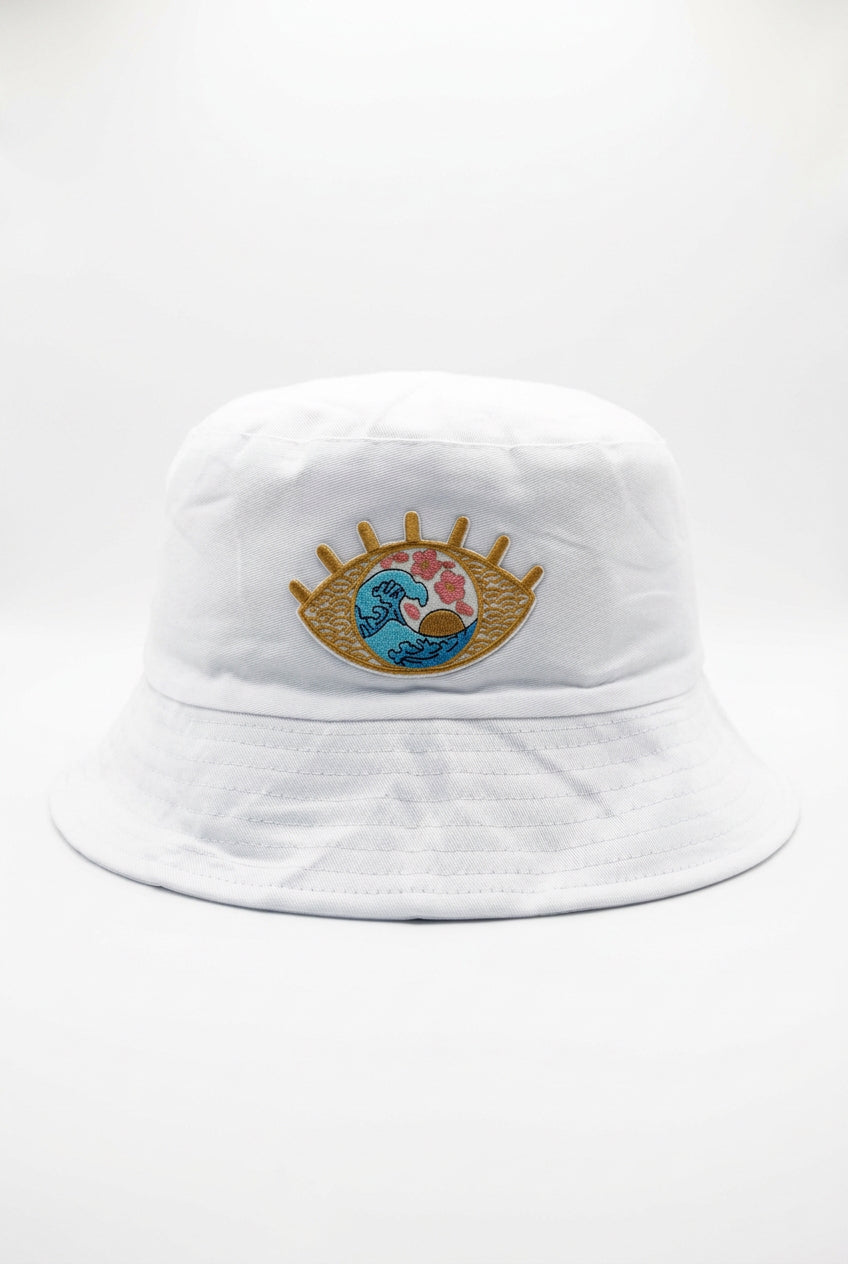 Embroidered Beach Vibes Lucky Eyes Bucket Hat