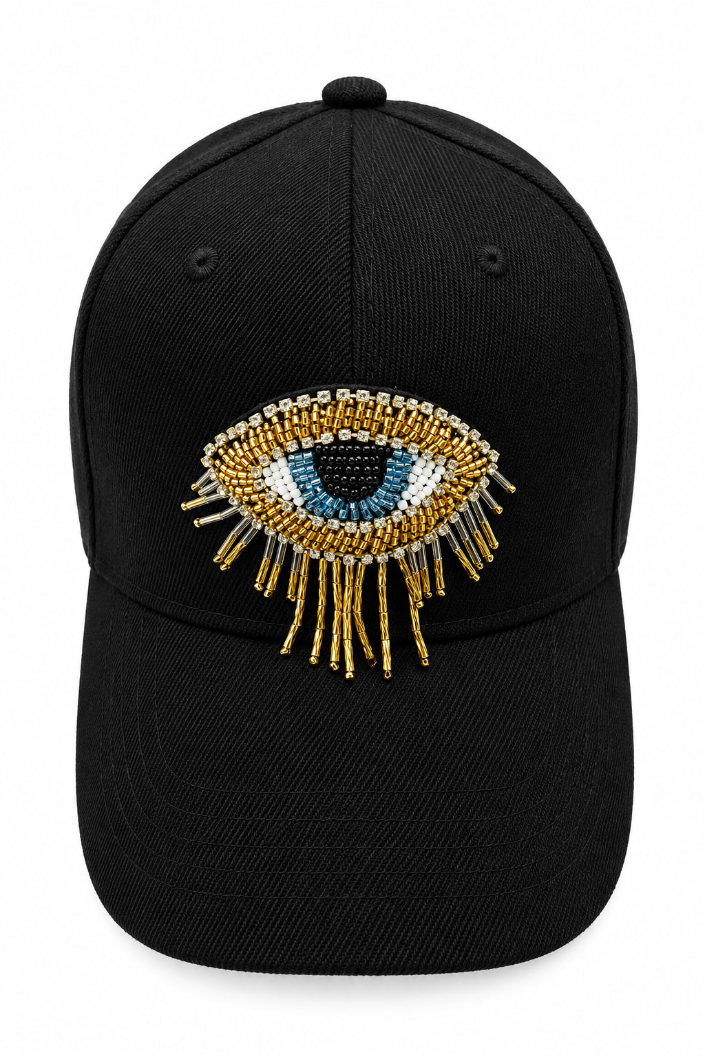 Glamorous Beads & Crystal Paved Evil Eye Hat