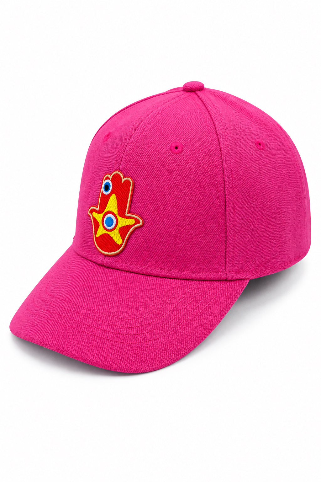 Pink Yellow Star Hamsa Hand Cap