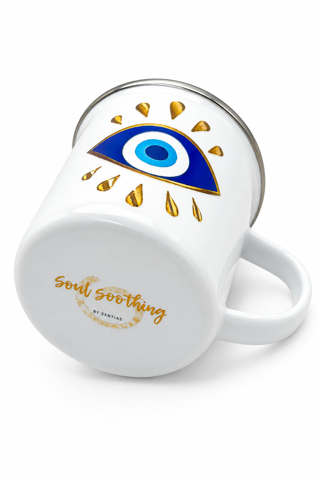 Bronze Blue Turkish Eye Enamel Mug - 12oz
