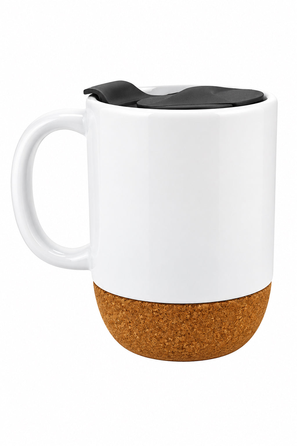 Flower Eye Ceramic Mug w/Cork Base & Plastic Lid - 15oz