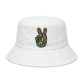 Embroidered Blue Peace & Love Hand Bucket Hat