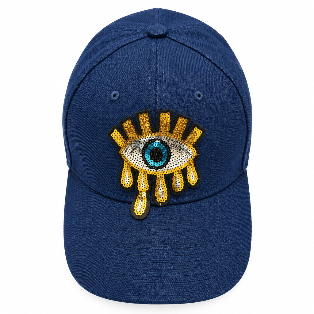 Golden Embroidered Sequin Melting Turkish Eye Cap