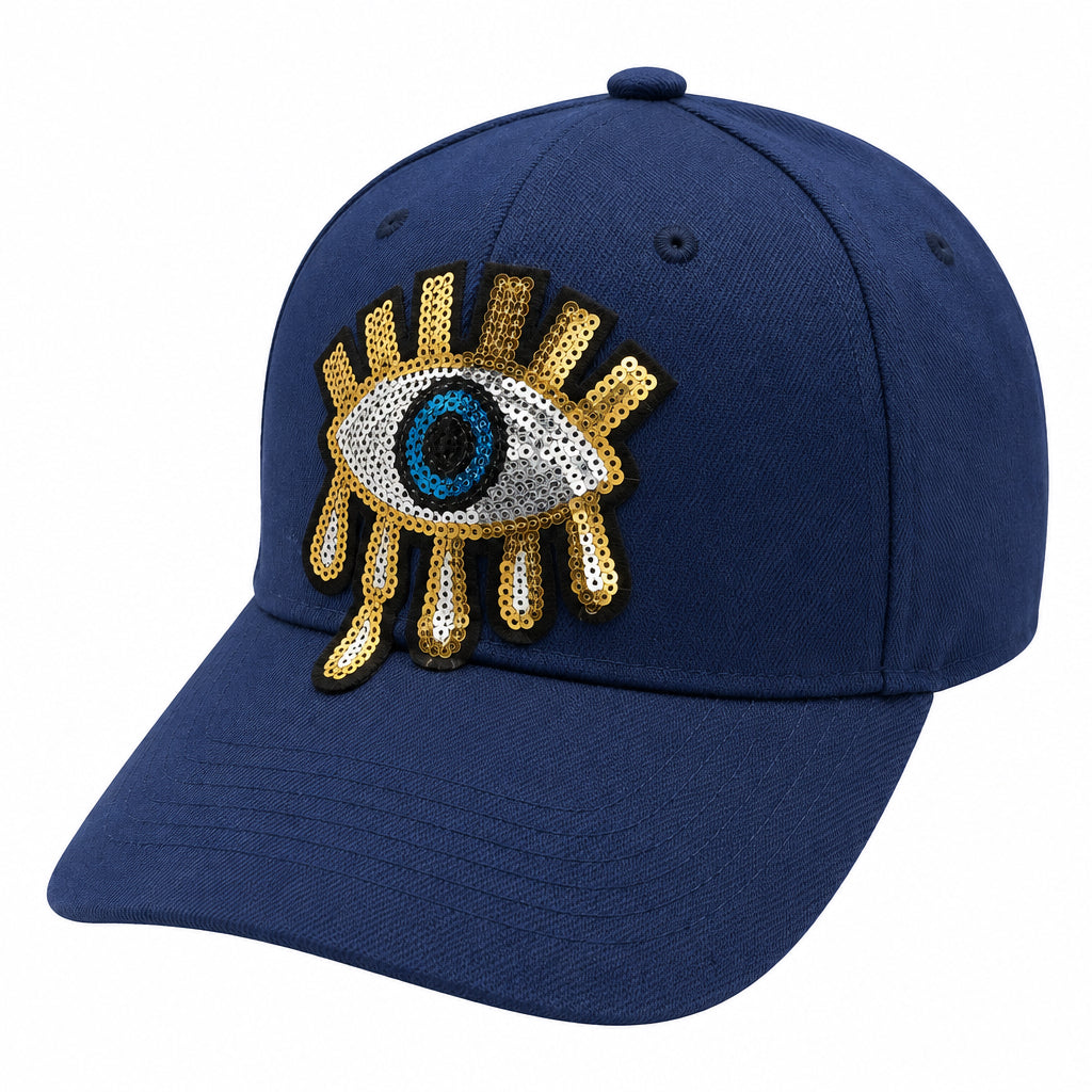 Golden Embroidered Sequin Melting Turkish Eye Cap