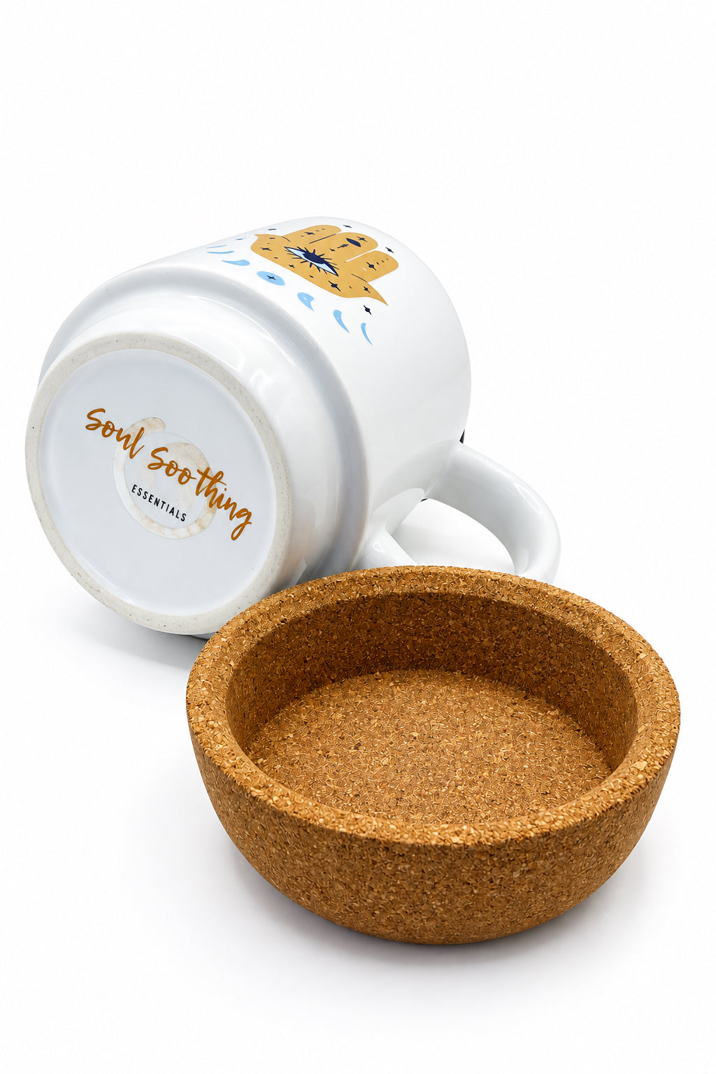 Hamza Hand Ceramic Mug w/ Cork Base & Lid - 15oz