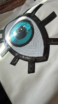 Embroidered Sequin Turkish Eye Tote Bag
