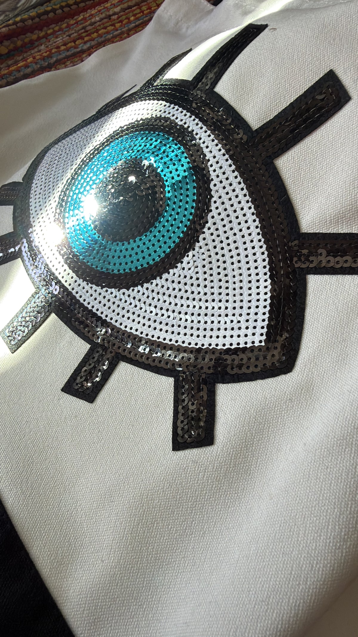 Embroidered Sequin Turkish Eye Tote Bag