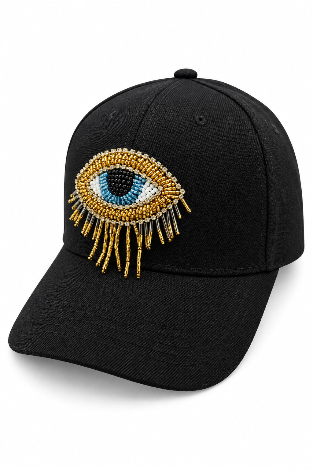 Glamorous Beads & Crystal Paved Evil Eye Hat