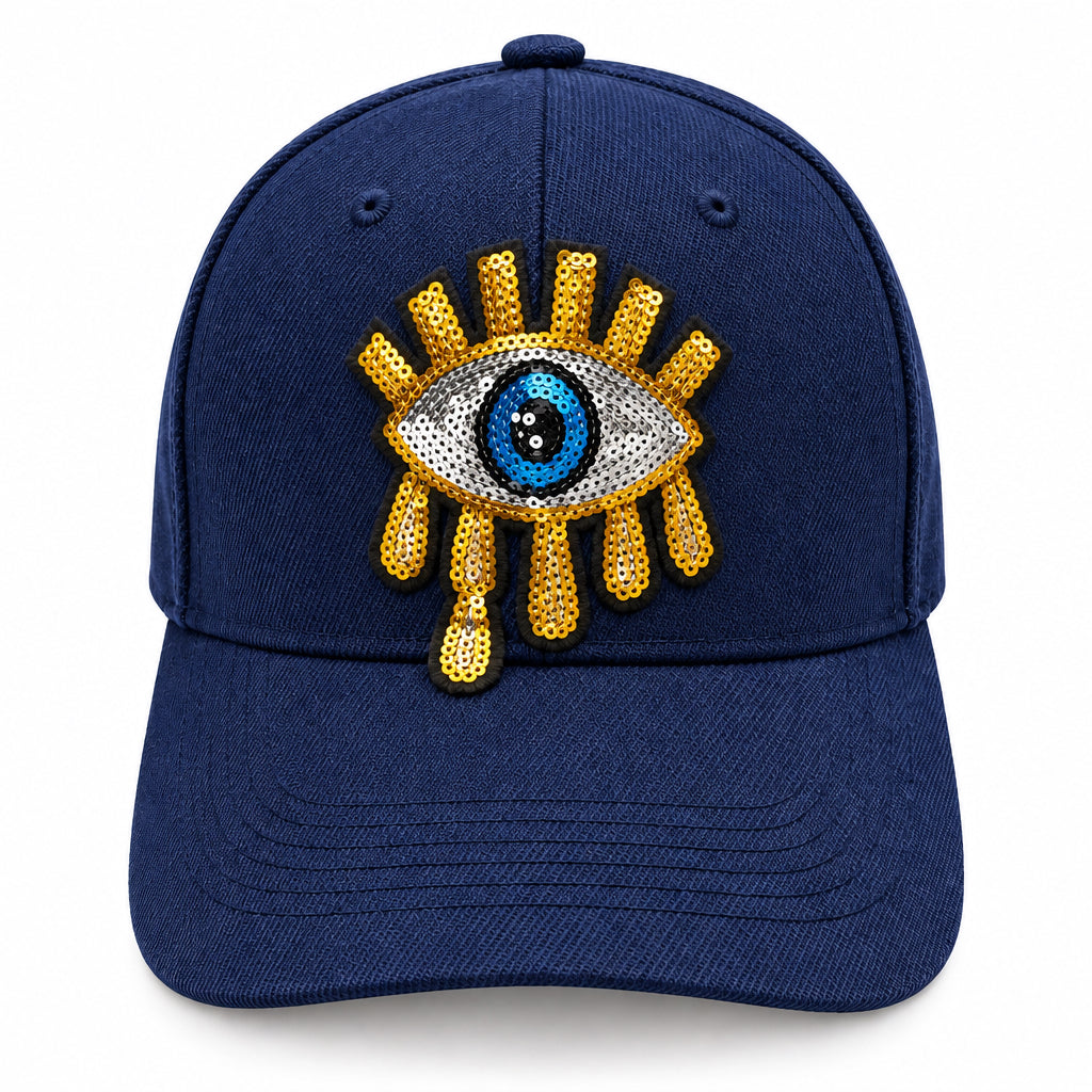 Golden Embroidered Sequin Melting Turkish Eye Cap