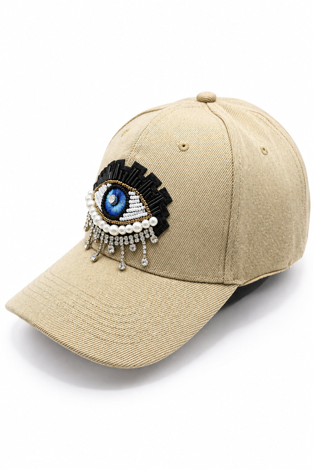 Embroidered Sequin and Crystal Turkish Eye Hat